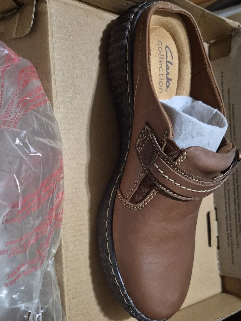 Clarks Brown Leather Women's Wedge with Buckle Strap